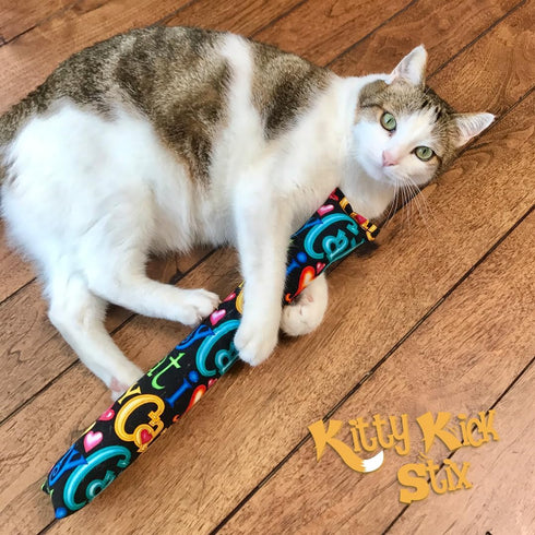 Kitty Kick Stix Catnip Kicker Toy, 15", Set of 2, Handmade in USA, Interactive Toy for All Breeds