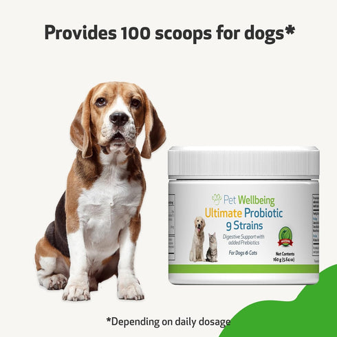Pet Wellbeing Ultimate Probiotic, 9 Strains for Cats and Dogs, Natural Support for Digestion and Urinary Tract Health