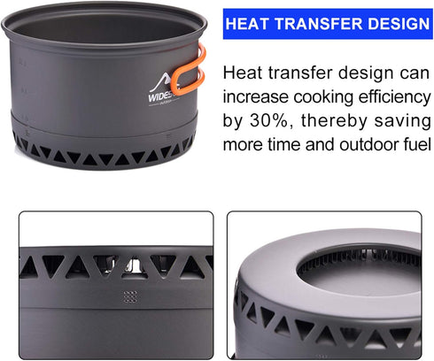 widesea Camping Cookware Outdoor Pot Pan, Heat Exchange Design Cooking Equipment for Hiking Travel