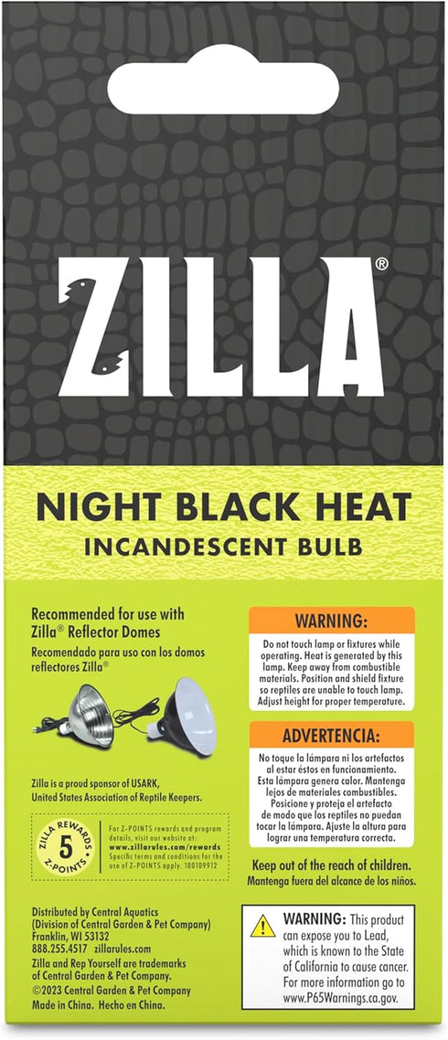 Zilla Incandescent Bulb, Night Black, Ideal for Reptile Species Nocturnal