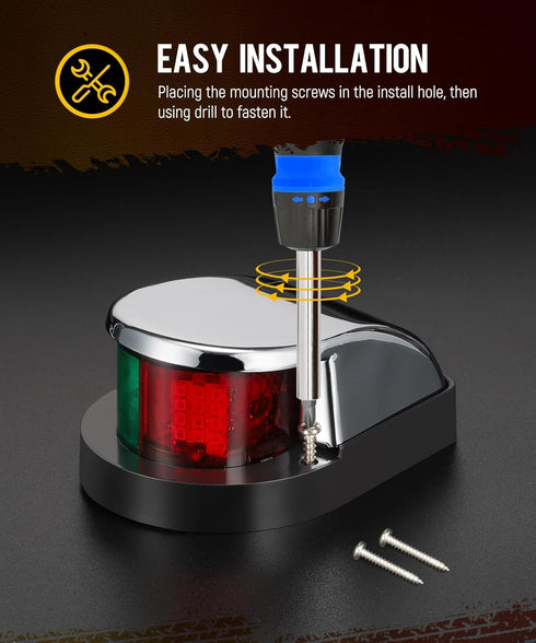 1Pcs 24 Partsam Marine Boat Bow Lights, LED Red and Green Navigation Light for Vessle Pontoon Yacht Skiff Skeeter
