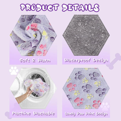 YUEPET Waterproof Dog Blankets, 2 Pack Washable Fleece Flannel Puppy Blanket, Soft Plush Reversible Throw for Small