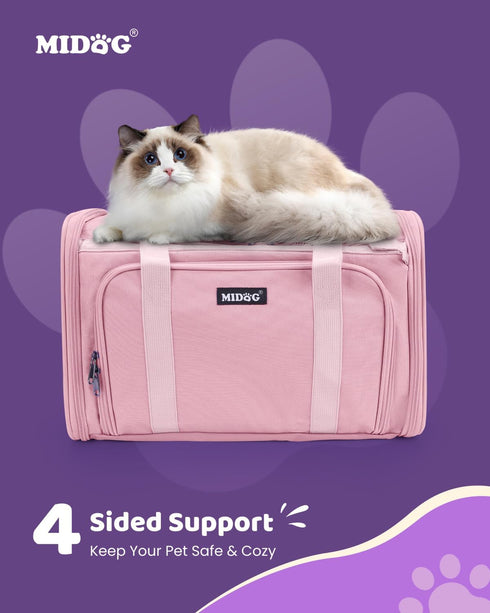 25 Lbs, MIDOG Cat Carrier Soft for Small to Medium-Sized Cats,Up to TSA Airline Approved Soft Sided Pet Carrier