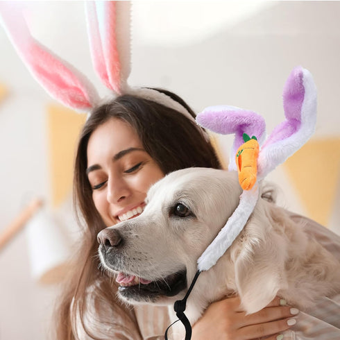 XunYee 8 Pcs Dog Headbands with Bunny Ears, Cute Carrot Rabbit Ears for Dogs, Adjustable Pet Accessories.