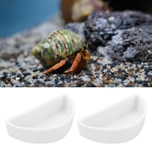 ECSiNG 6PCS 4.21x2x1.05cm Hermit Crab Mini Ceramic Dish Semicircle Shape Reptile Food Bowl for Spider Hermit Crab