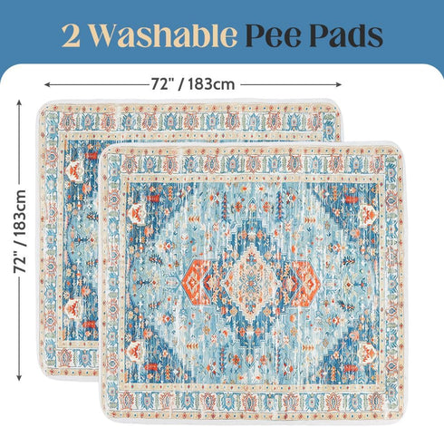 2 Pack 72"x72" Washable Pee Pads for Dogs Reusable Puppy Training Pads Super Absorbent Waterproof Dog Training Pads