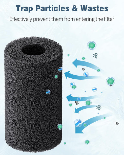 Pawfly 6 Pack Pre-Filter Sponge for Aquarium Filter, 1" Intake Sponge Foam Roll for Small Fish Tank