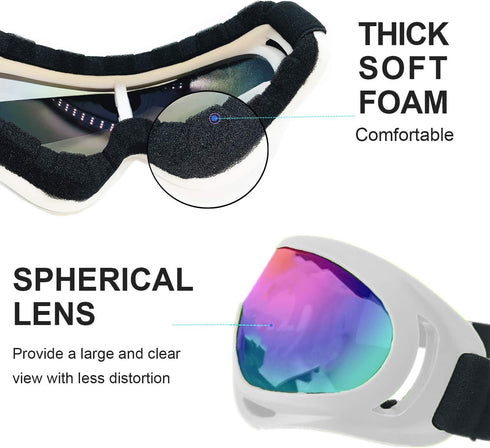 Ski Goggles Pack of 2 - Snowboard Motorcycle Glasses for Boys Girls Youth Men Women