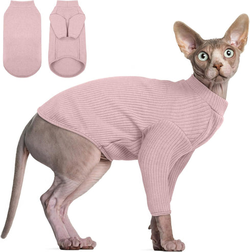 DENTRUN Sphynx Hairless Cats Shirt Pullover, Breathable Cat Wear Turtleneck Sweater for Adorable Cat's Clothes