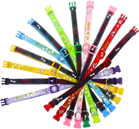 YOY 12 pcs/Set Soft Nylon Puppy Whelping ID Collars - Adjustable Washable Baby Dog ID Bands for Breeders