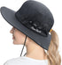 Women Safari Sun Protection Bucket Hat, Breathable Beach Outdoor Summer Hat, Wide Brim, 22"-23"