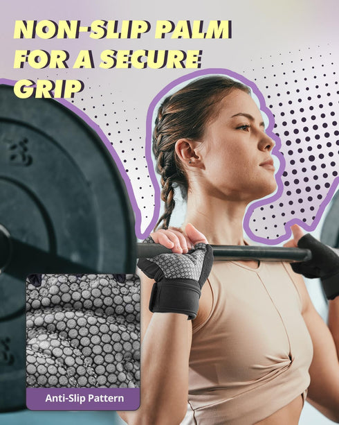 Trideer Weight Lifting Gloves for Women Men with Wrist Support, Workout Gloves Women Full Palm Protection for Gym