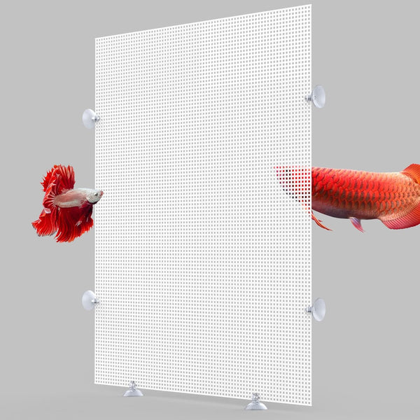 2 Pack Fish Tank Divider, Clear Plastic Cuttable Grid Plate, 13 * 17.3in, Includes Suction Cups