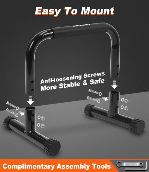 Push Up Bar, 12 Inch High Non-Slip Parallettes Bars & Dip Bars with Foam Handles for Strength Training