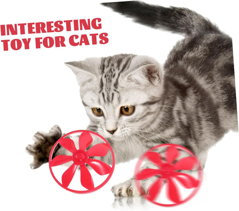 2pcs NUOBESTY Pet Fetch Toy Flying Launcher Cat Fetch Toy Spinning Shooter Flying Disc Outdoor Indoor
