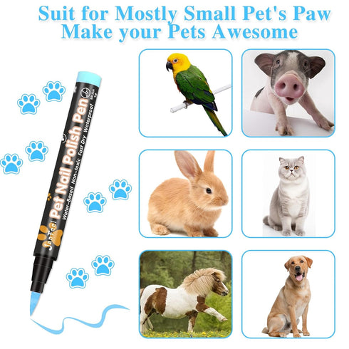 Quick Dry Dog Nail Polish, 8 Neon Bright Colors, Non Toxic Pet Safe Soft Brush Tip Nail Polish Pens for Dogs, Cats,
