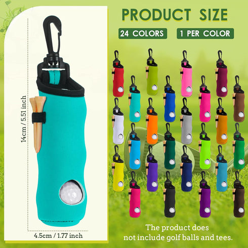 WILLBOND 24 Pcs Golf Ball Carry Bag, Neoprene Holder Pouch with Hook Keychain Belt Clip, Storage Accessories