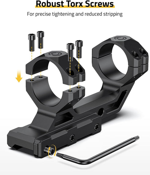 Offset CVLIFE Precision Cantilever Scope Mount - Dual Ring Scope Mount for Picatinny Rails - One Pieces