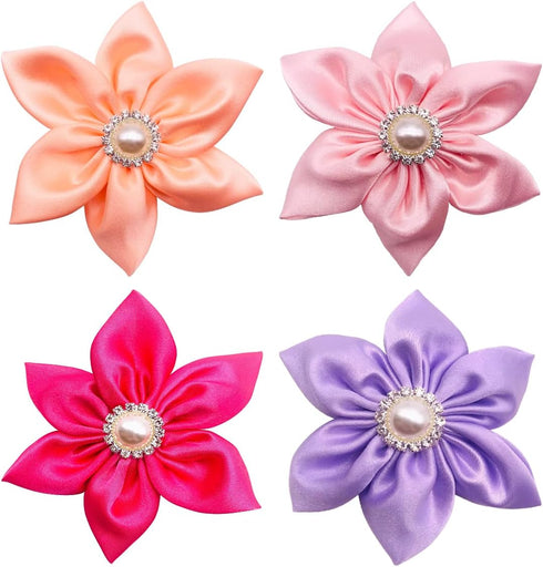 PET SHOW 4pcs Dog Flowers Collar Charms - Slides Attachment Accessories for Small Medium Large Dogs, Cats