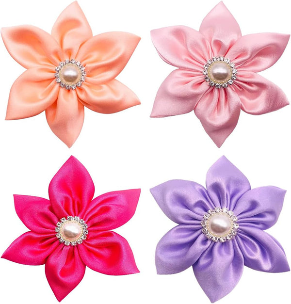 PET SHOW 4pcs Dog Flowers Collar Charms - Slides Attachment Accessories for Small Medium Large Dogs, Cats