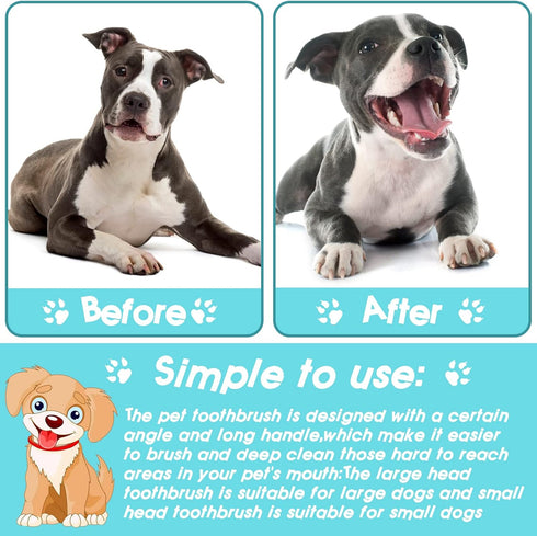 50 Pack Dual Ended Long Dog & Cat Toothbrush - Pet Safe Super Soft Bristles for Dental Care, Bulk Individual Polybag