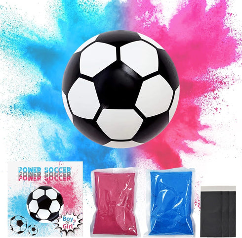Gender Reveal Soccer Ball Powder Kit, 1 Blue & 1 Pink Exploding Soccer Balls for Baby Shower Supplies