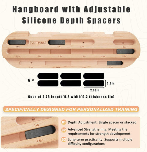Wooden Climbing Hangboard, Training Hang Board, Rock Climbing Fingerboard with Incremental Depth Pockets for Finger