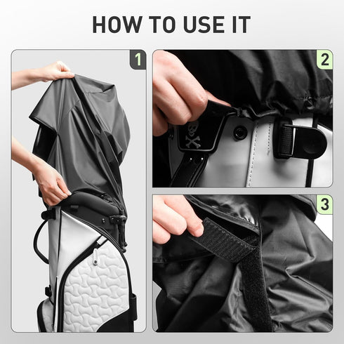Golf Bag Rain Cover, Waterproof Hood Protection for Club Bags, Durable Lightweight