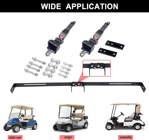 AIWEILUCK 42" Golf Cart Retractable Seat Belts with Belt Bracket Kit for Yamaha Club Car DS Precedent EZGO TXT RXV