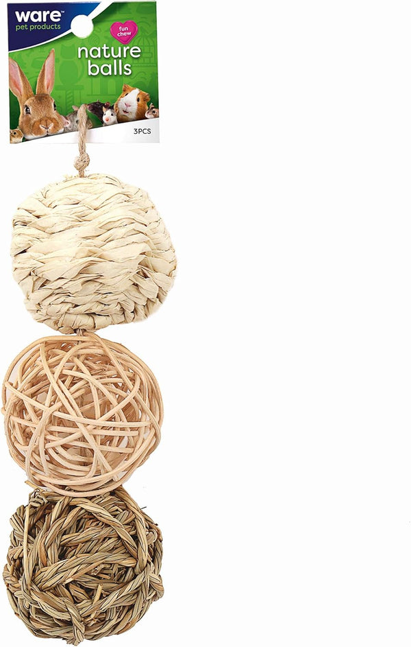 Ware Manufacturing Small Pet Nature Chew Balls Value Pack, Pack of 3 with Bell