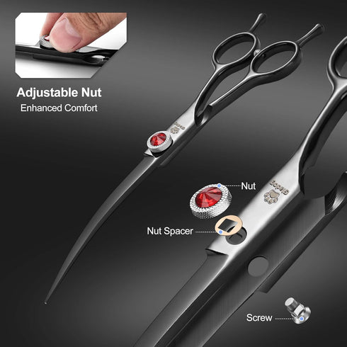 7 Inch 6-in-1 GLADOG Professional Dog Grooming Scissors Kit, Titanium Dog Scissors for Grooming, Heavy-Duty Dog Shears