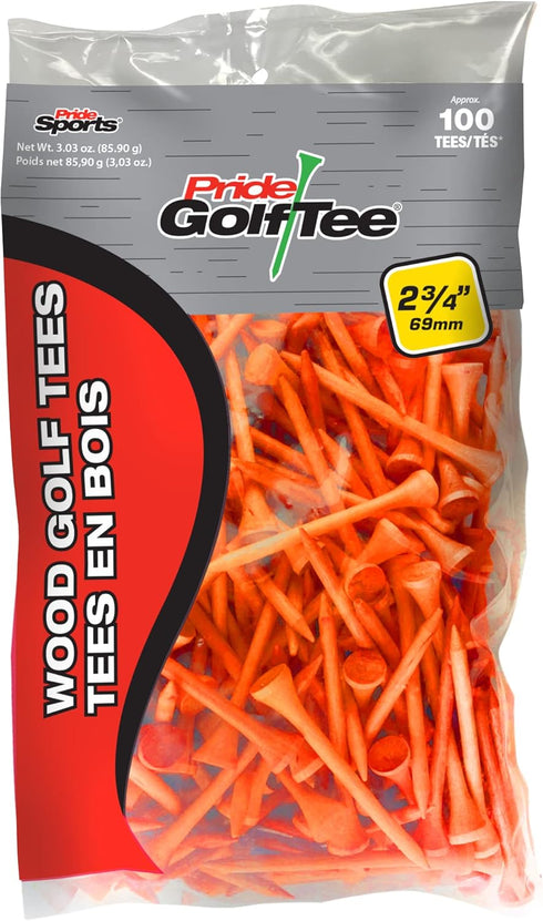 Pride Golf Tee, Deluxe Tee, 2-3/4 inch, 100 Count Bag
