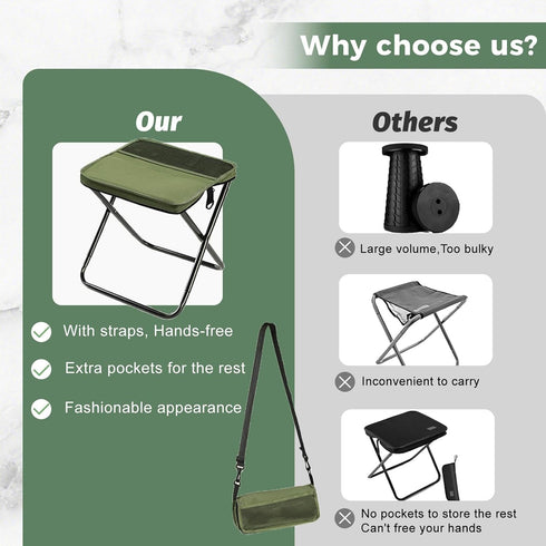 Nicerice Backpack Portable Foldable Stool,Tiny Foldable Stool which can Turned Into a Satchel,Mountaineering and Hiking
