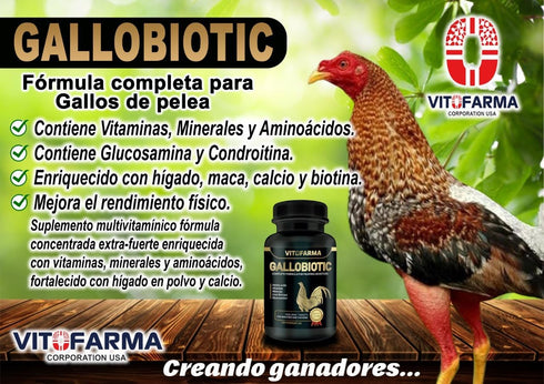 Gallobiotic Natural Multivitamin for Rooster and Hens, 100 Tablets | Vitamina Completas para Gallos