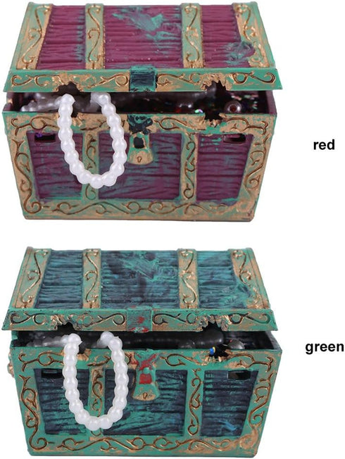 Fdit Aquarium Decorations - Artificial Decorative Treasure Jewelry Box Ornament for Fish Aquarium Landscape (Green)