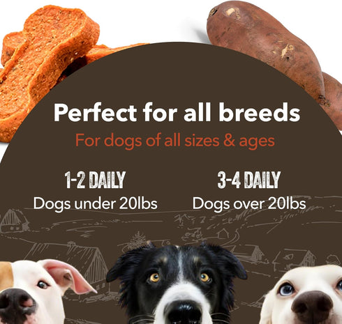 Gaines Family Farmstead Sweet Potato Dog Bones, 8 Ounce Bag, All-Natural, Grain Free, Great for Training