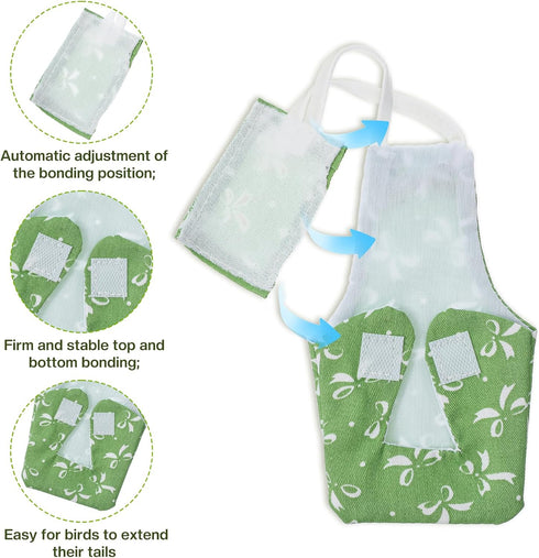HJZHII 4 Pcs Bird Diaper, Parrot Diapers with Waterproof Inner Reusable Flight Suit Cute Soft Bird Diaper Clothes