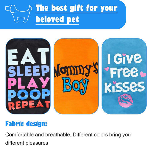 6 Pack Dog Clothes for Small Dogs, Soft and Breathable Puppy Kitten Shirts with Letters, Summer T-Shirts Apparel