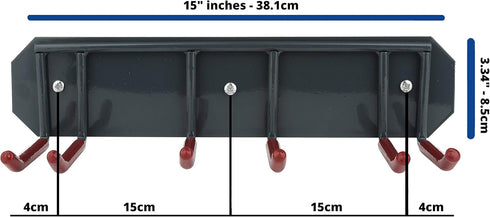 Wall Mounted Ski Rack Organizer Heavy Duty Horizontal Storage for Skis and Poles with Metal Frame and Padded Hooks