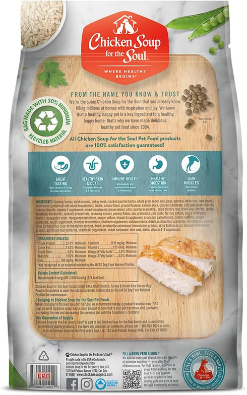 Chicken Soup For The Soul Pet Food Classic Dry Small Bites Adult Dog Food, Chicken, Turkey & Brown Rice, 13.5 lb