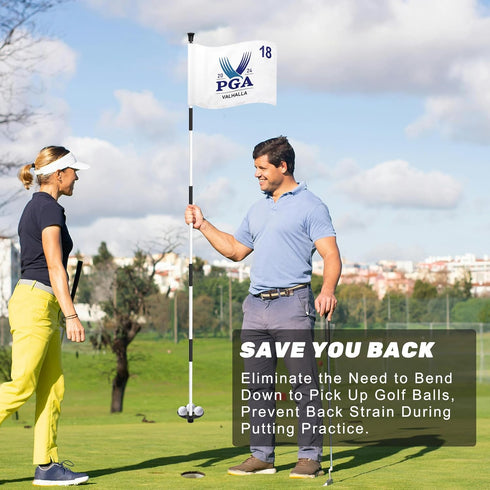 Golf Flagpole - Detachable Design - Ball Retrieval Base - Perfect for Backyard Practice Putting Green, 3FT | 6FT