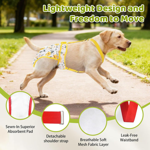 CZMIYRPY 3 Pack Washable Dog Diapers Female with Suspenders Diaper for Dogs Reusable Dog Diapers Dog Period Panties