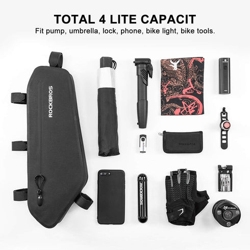 ROCKBROS Waterproof Bike Frame Bag, Triangle Bag for Large Size Road Bike Pouch Storage Cycling Accessories