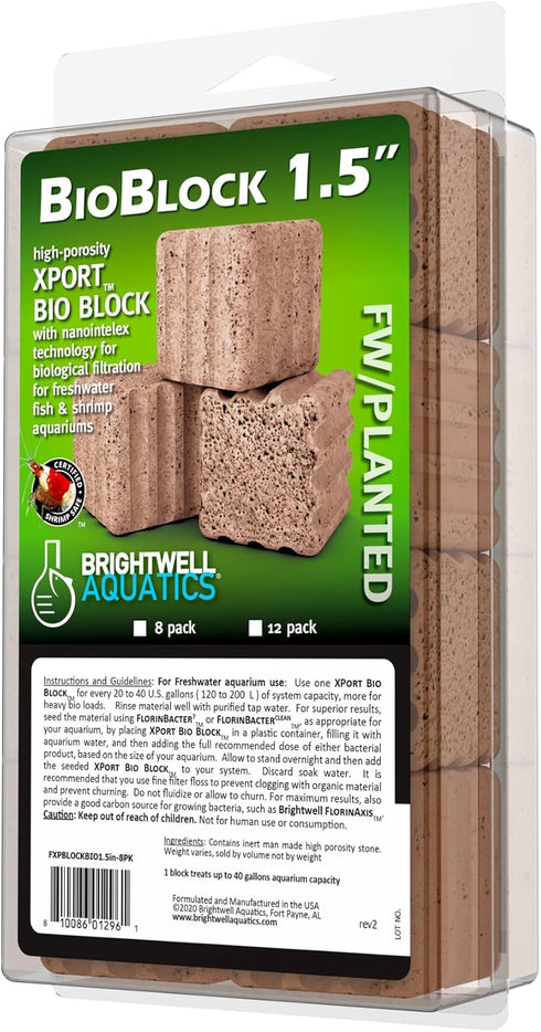Brightwell Aquatics FW Xport Bio Block – Ultra Porous Biological Filtration Media for Freshwater Aquariums