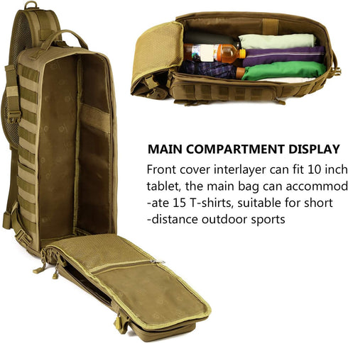 Pack Protector Plus Tactical Sling Bag Military MOLLE Crossbody (Patch Included)