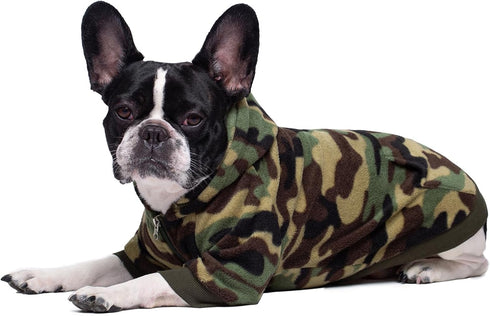 Camo French Bulldog Clothes Dog Hoodie Sweatshirts with Pockets for Small Dogs, Puppy, Chihuahua, Fleece Dog Sweaters