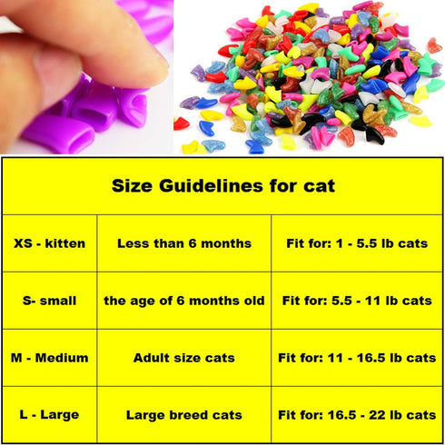 VICTHY 140pcs Cat Nail Caps, 14 Colors Cat Claw Covers with Adhesives and Applicators (Small)