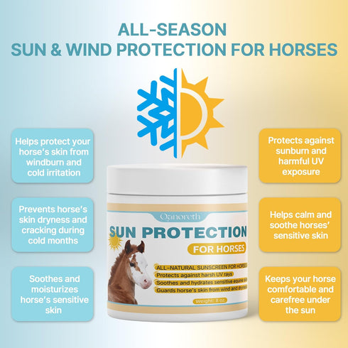 Qanoreth Seasons,8 oz Horse Sunscreen for Nose & Sensitive Pink Skin Natural Sunscreen for Horses with Non-Nano Zinc