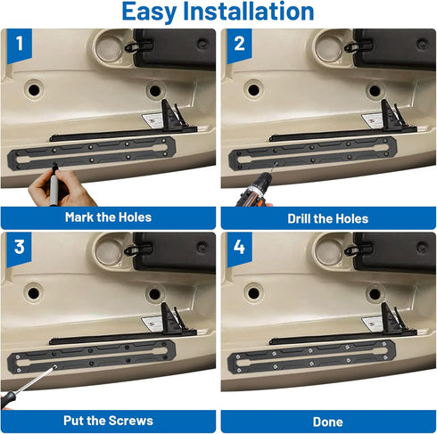 Kayak Track - 13.3 Inch Low Profile Gear Track Mount Accessories for Fishing Rod Holder, 2 Pack