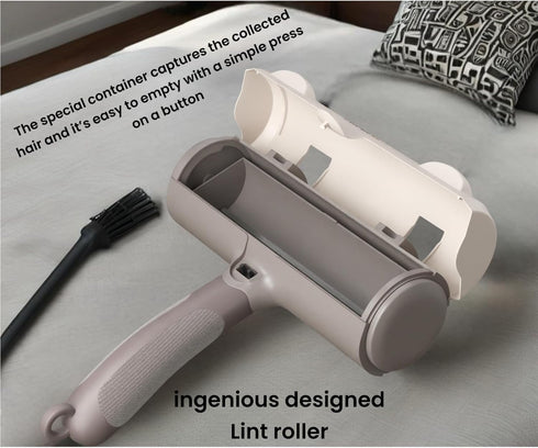 Pet Hair Remover - Reusable Lint Roller for Couch, Furniture, Clothes, Carpet, Bed - No Sticky Tape Needed (White Grey)